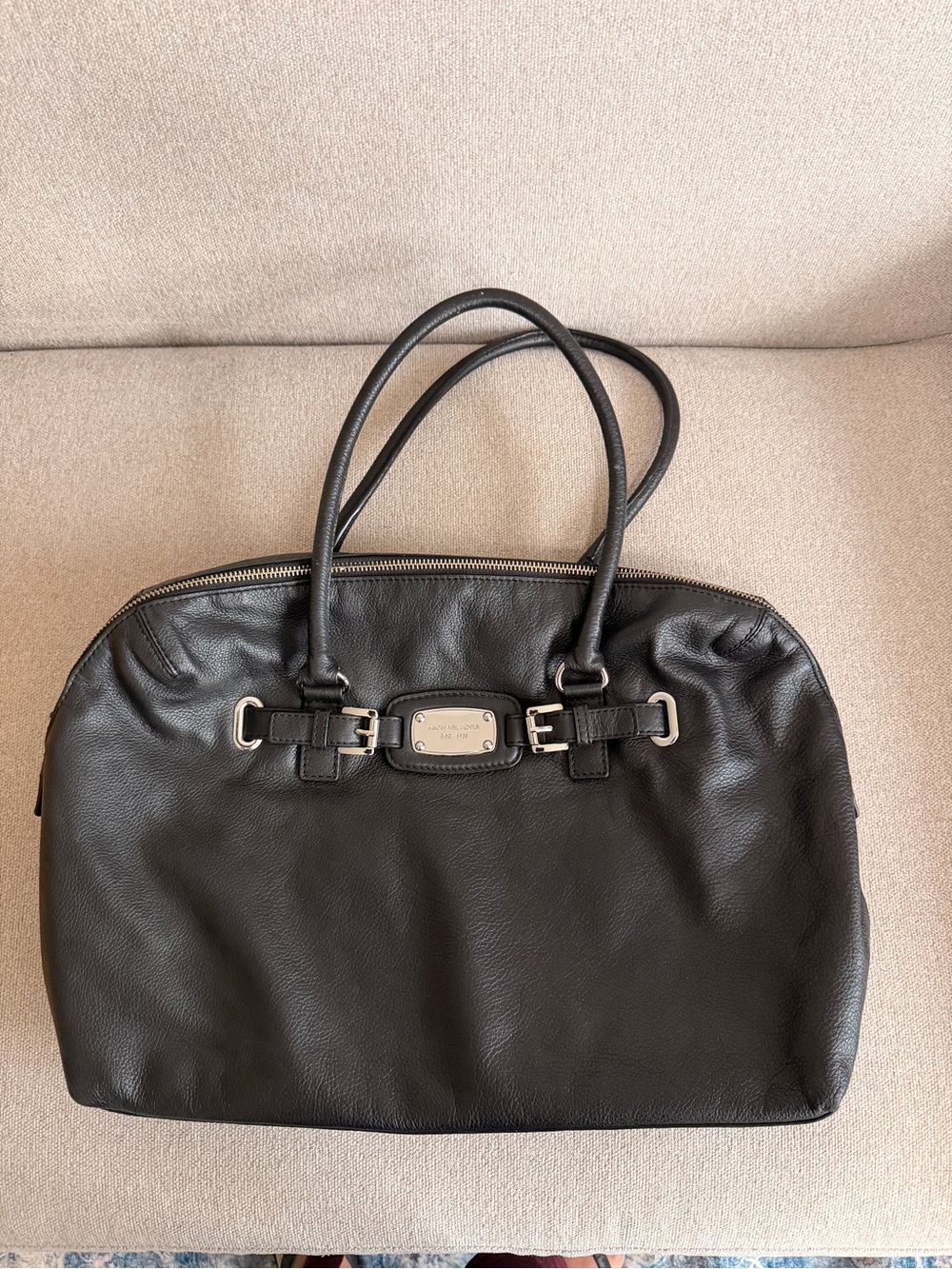 Michael Kors Black Leather Weekender Bag. Large.